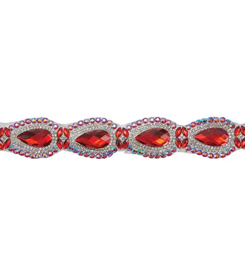 Yaya Han Iron on Crystal Princess Trim 0.56" Red - Per Yard