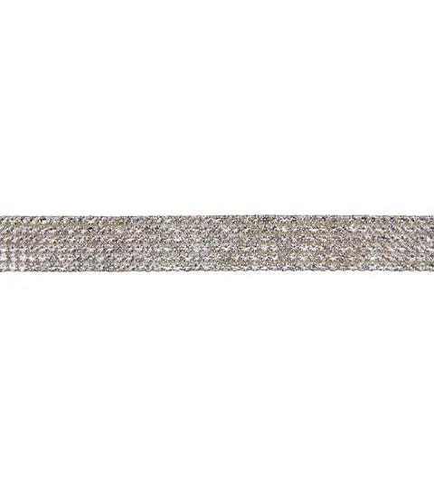 Yaya Han Iron on Rhinestone Trim 0.44" Silver - Per Yard