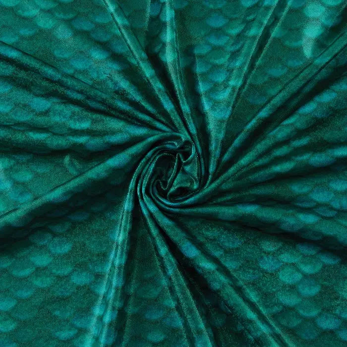 Yaya Han Mermaid Scales Holographic 57" Emerald Fabric Per Yard