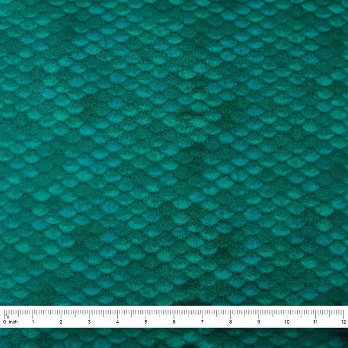 Yaya Han Mermaid Scales Holographic 57" Emerald Fabric Per Yard