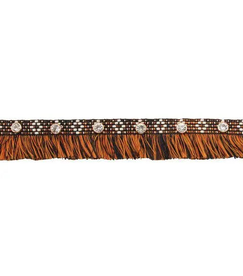 Yaya Han Sew on Tribal Fringe Trim 1.25'' Brown & Black - Per Yard