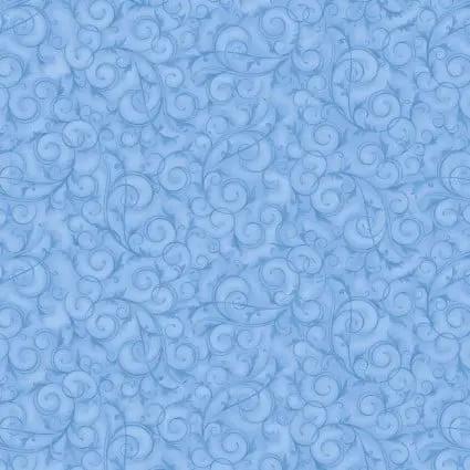 108" Swirls and Twirls Light Blue Cotton Wideback Fabric per yard