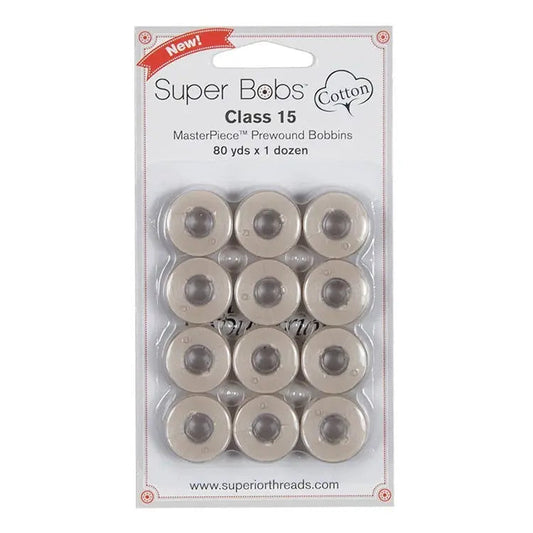 Super Bobs Cotton #152 Bisque (Class 15) 12 pack pre-wound bobbins