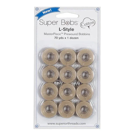 Super Bobs Cotton #153 Parchment (L Style) 12 pack pre-wound bobbins