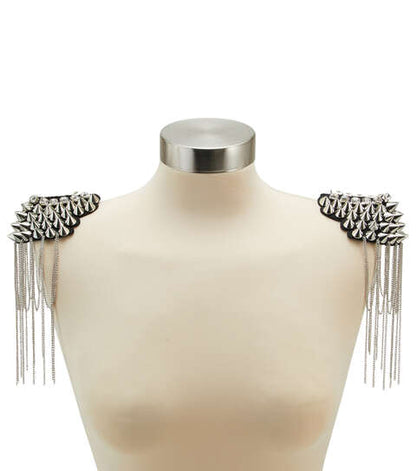 Yaya Han Sew on London Punk Epaulettes 3'' Silver