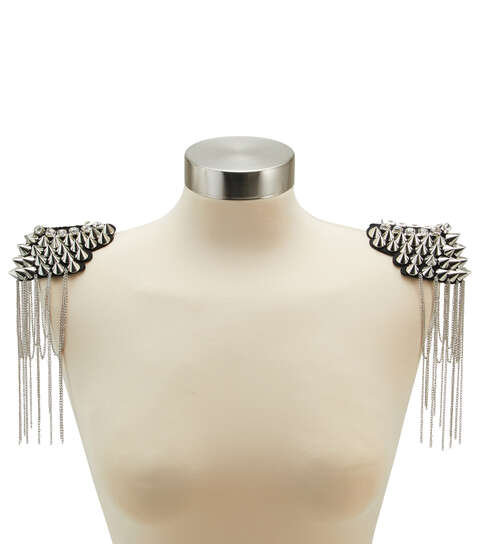 Yaya Han Sew on London Punk Epaulettes 3'' Silver