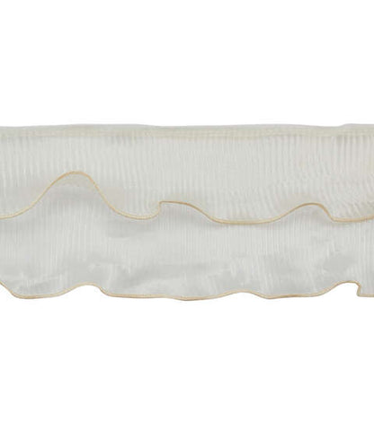 Yaya Han Sew on 2 tier Crystal Pleated Trim 4.13" Ivory - Per Yard