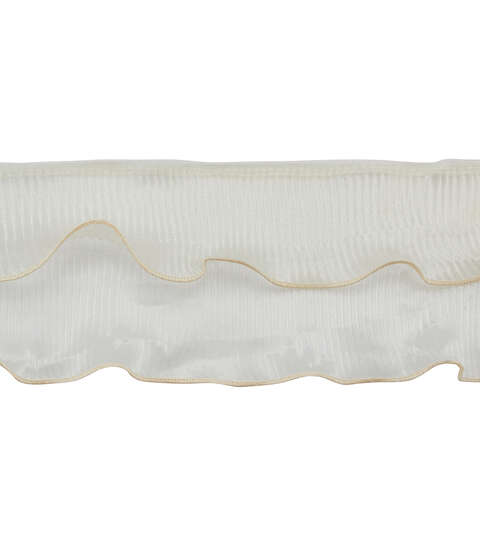 Yaya Han Sew on 2 tier Crystal Pleated Trim 4.13" Ivory - Per Yard