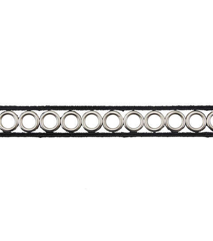 Yaya Han Sew on Fashion Grommet Trim 0.75" Silver - Per Yard