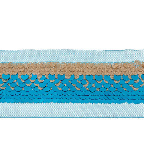 Yaya Han Sew on Mermaid Sequin Trim 2.75'' Blue - Per Yard