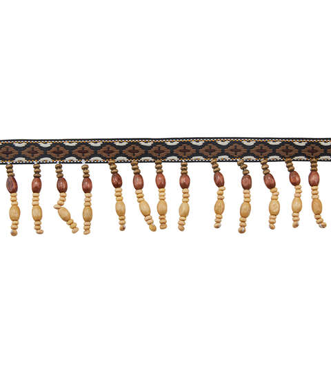 Yaya Han Sew on Andes Beaded Trim 1.81'' Natural - Per Yard