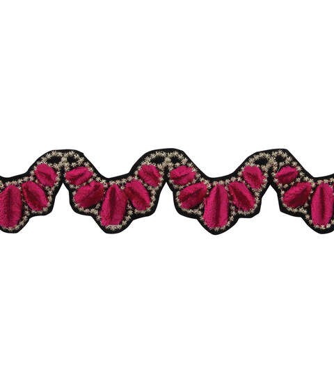 Yaya Han Iron-On Scallop Felt Fuchsia Trim - Per Yard