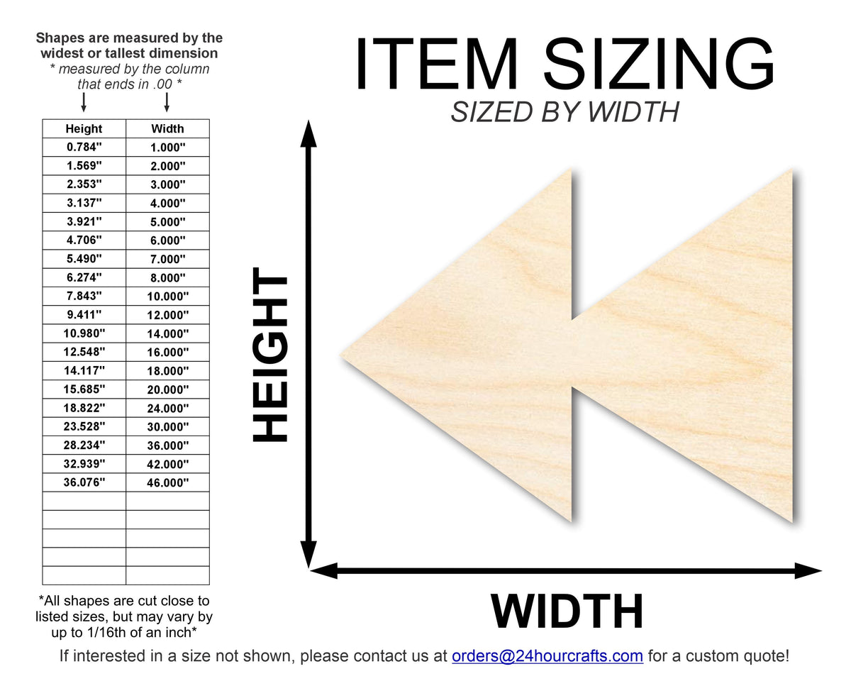 Unfinished Wood Rewind Shape | DIY Craft Cutout | up to 46