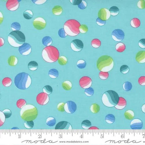 Multi Picnic Pop Awesome Dots Aqua Blue 44"/45" Fabric Per Yard