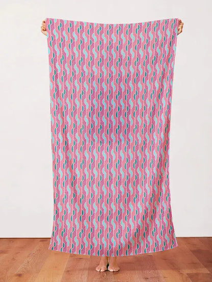 Pink Dianthus Mod Stripe Cotton 44"/45" Fabric Per Yard
