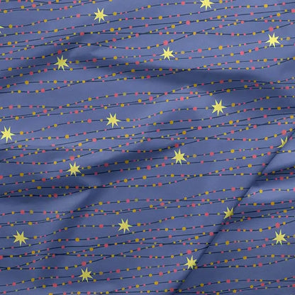 Blue Night Of The Nutcracker Metallic Stipe Cotton 44"/45" Fabric Per Yard