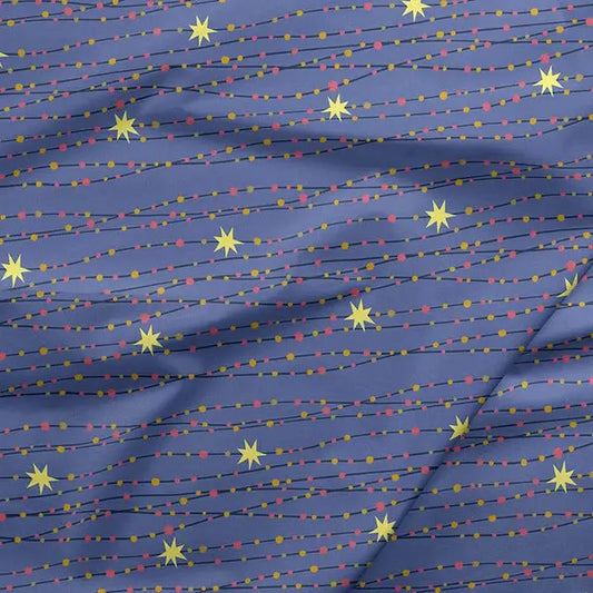 Blue Night Of The Nutcracker Metallic Stipe Cotton 44"/45" Fabric Per Yard
