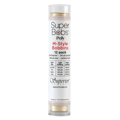 Super Bobs Poly #620 Cream (M-Style) 12 pack pre-wound bobbins
