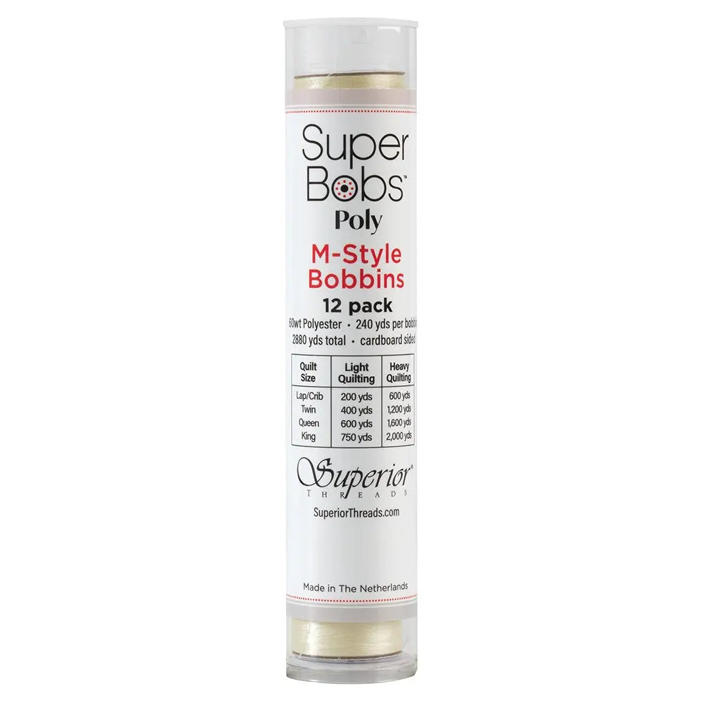 Super Bobs Poly #651 Ivory (M-Style) 12 pack pre-wound bobbins