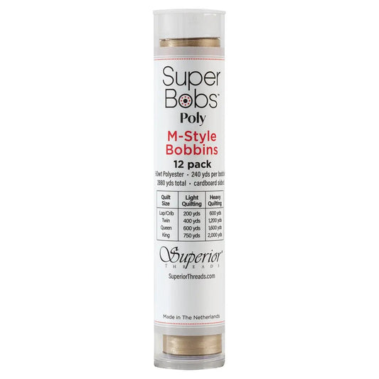 Super Bobs Poly #653 Beach (M-Style) 12 pack pre-wound bobbins