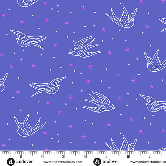 Libs Elliott Glaze Perfect Day Swallows Blue 108" Cotton Wideback Fabric per yard