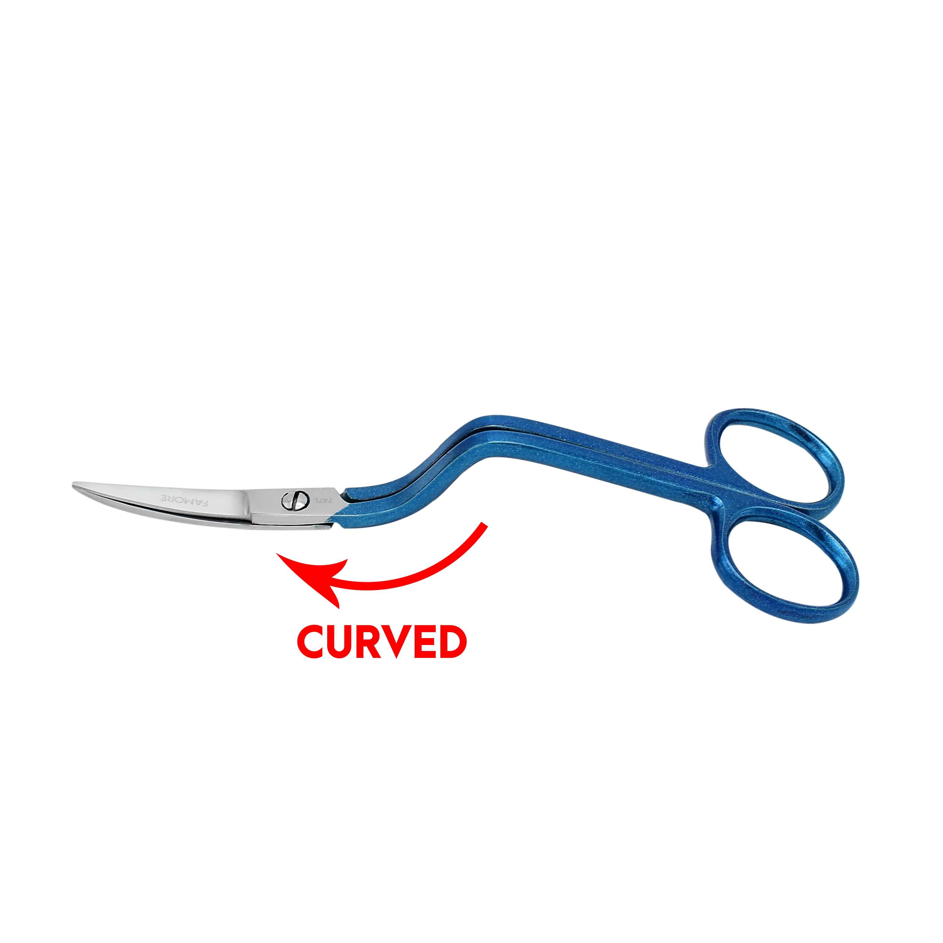 747L - True Left-Handed Double Curved Machine Embroidery Scissors (6in.)