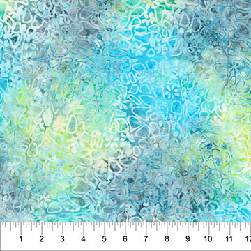 Aqua Blue Medallion Flora 83632-43 Cotton 44/45 Fabric Per Yard