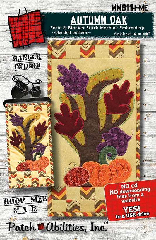 Autumn Oak Machine Embroidery Version with Hanger