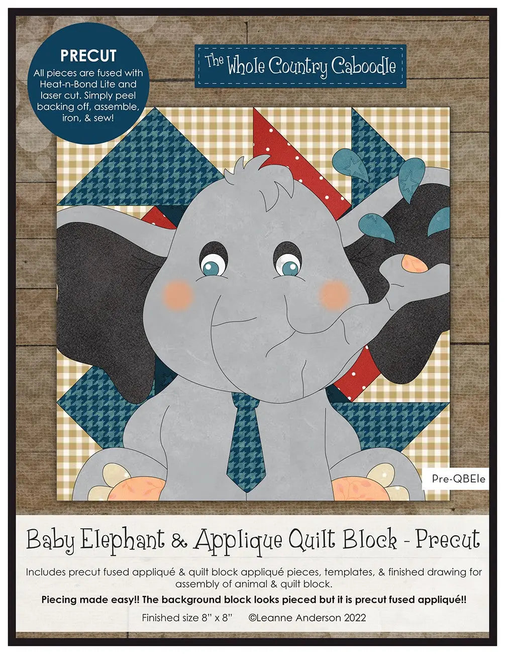 Baby Elephant & Applique Quilt Block Precut Fused Applique Pack