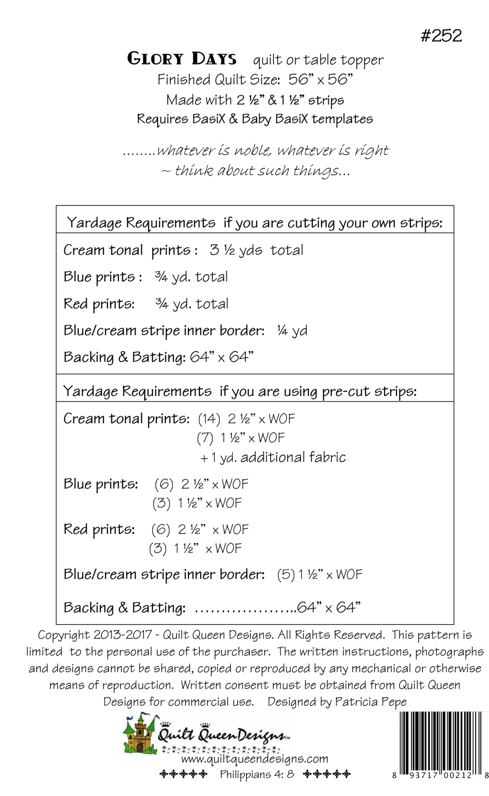 BasiX Glory Days Pattern