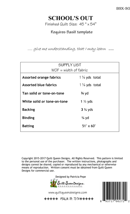 BasiX School's Out Pattern