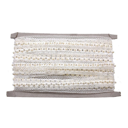 Belagio Enterprises - 3/4" Width Double Gathered Lace with Scattered Pearls (9 1/2 Yard Roll) - BTP-1802-27 White