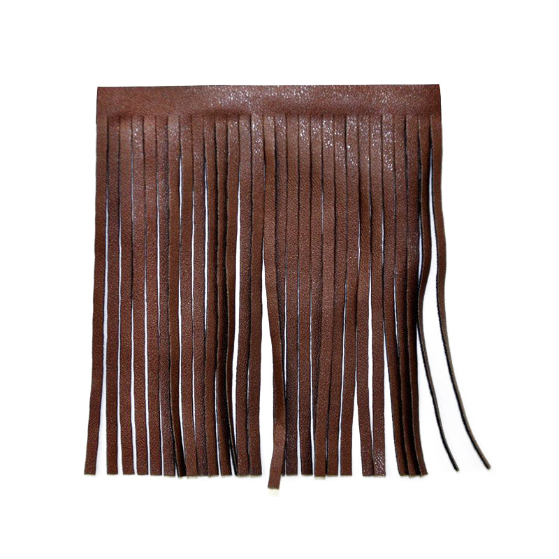 Belagio Enterprises - 4-inch Faux Leather Fringe (25 Yard Roll) - P-7774-06 Brown