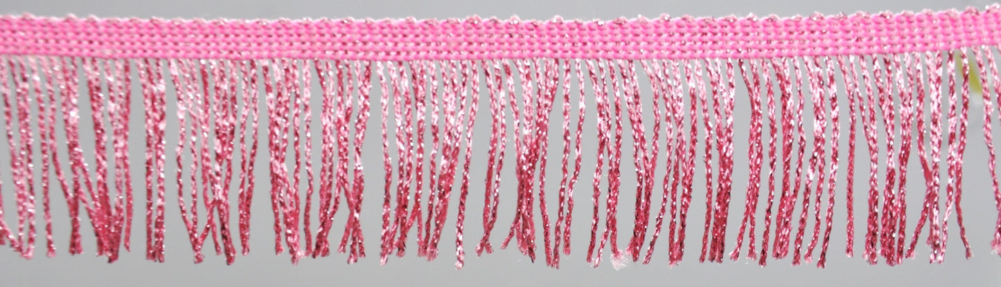 Belagio Enterprises - 4-inch Metallic Chainette Fringe (15 Yard Roll) - P-7044M-20 Pink