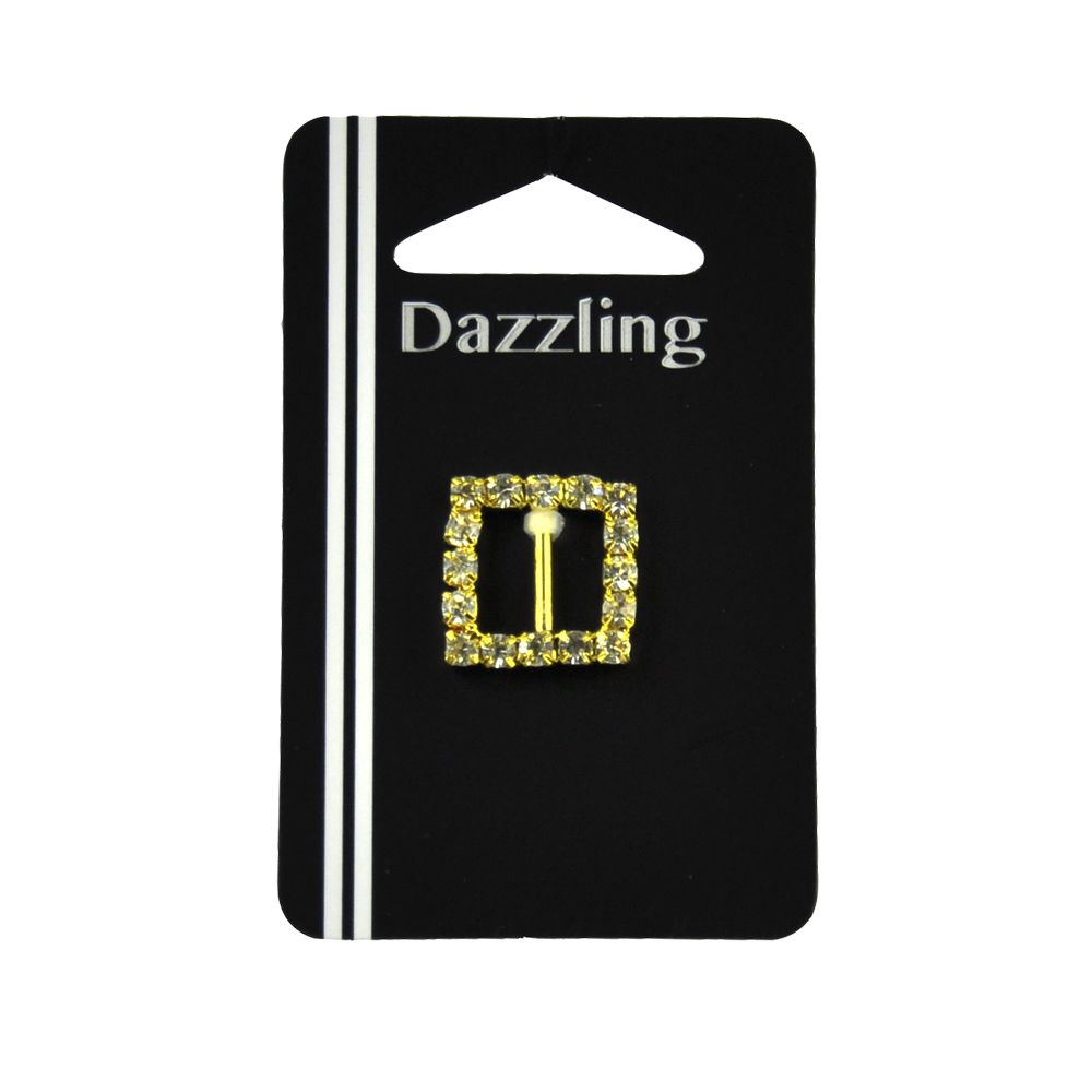 Belagio Enterprises - 5/8" x 5/8" Dazzling Rhinestone Buckle (6pcs Per Order) - BBR-104 Gold