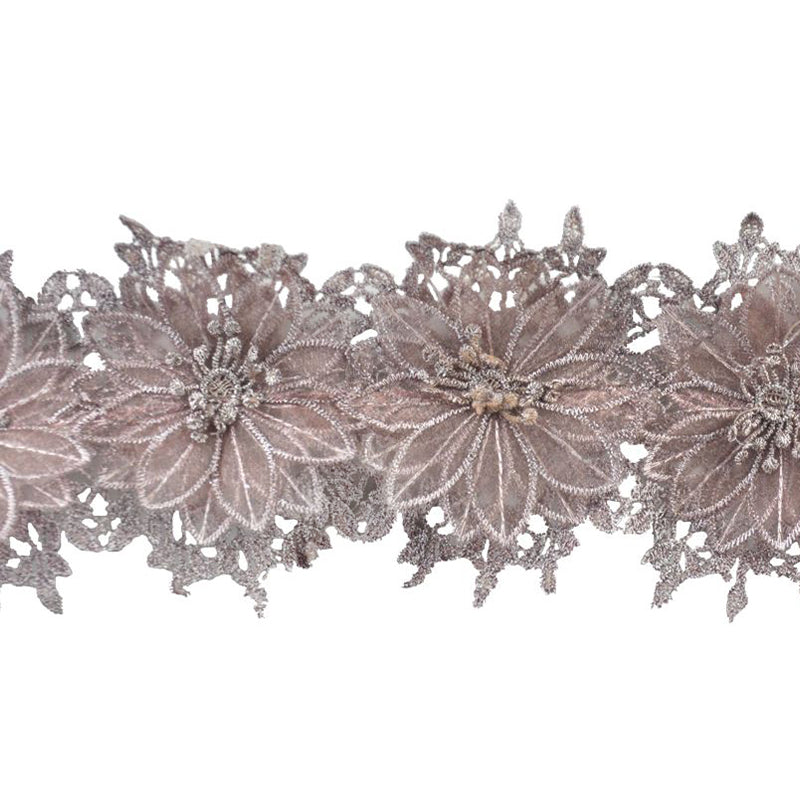 Belagio Enterprises - 5" Width Embossed Venice Flower Trim (15 Yard Roll) - BF-1352-07 Antique Mauve