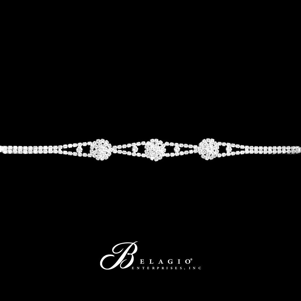 Belagio Enterprises - 6pcs Silver Rhinestone Elastic Headband - BRH-1