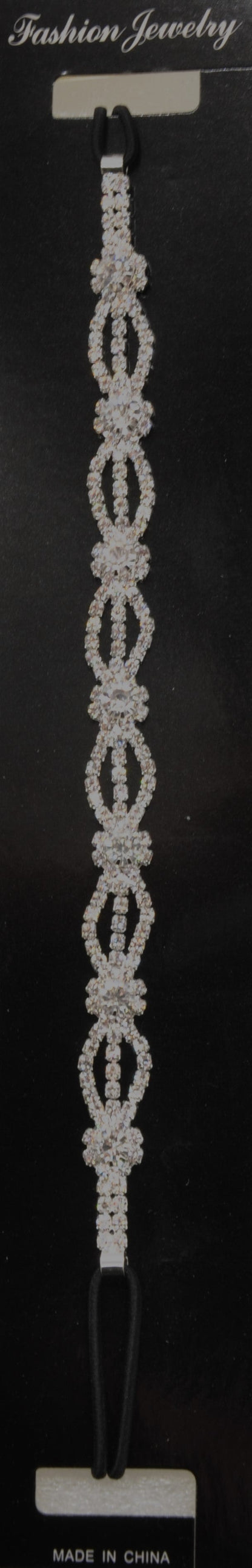 Belagio Enterprises - 6pcs Silver Rhinestone Elastic Headband - BRH-5