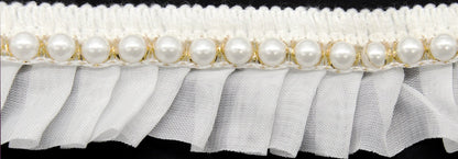 Belagio Enterprises - Gathered Lace with Large Pearl - 2" (15 YDS)-BPV-304-27