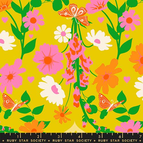 Best Day Ever Golden Hour Floral Butterflies Cotton 43"/44" Fabric Per Yard