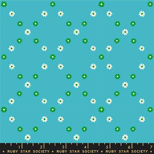 Best Day Ever Turquoise Ditsy Floral Cotton 43"/44" Fabric Per Yard