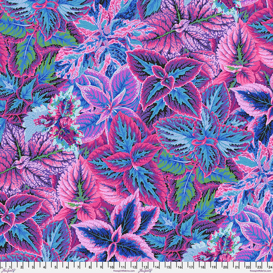 Blue Bold Leaves Cotton 44"/46" Fabric Per Yard