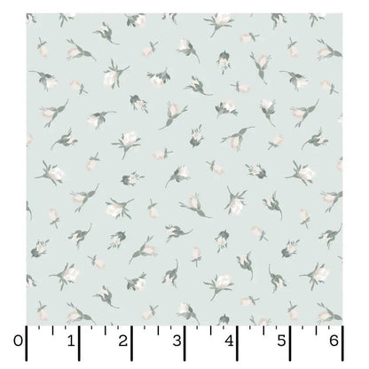 Blue Buds La Fleur Flannel Cotton 42"/43" Fabric Per Yard