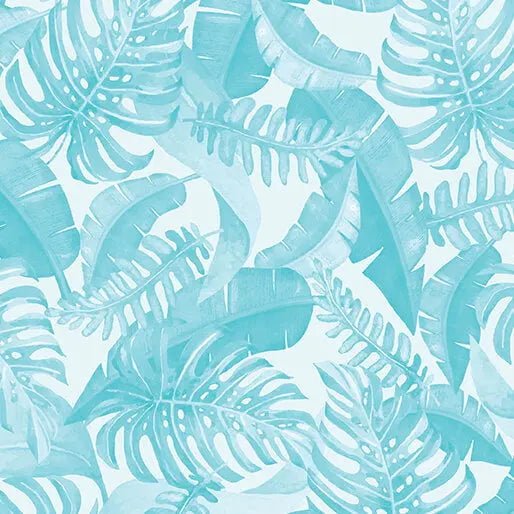 Blue Leaves Of Paradise Cotton Wideback Fabric - ( 1 1/4 Yard Pack )