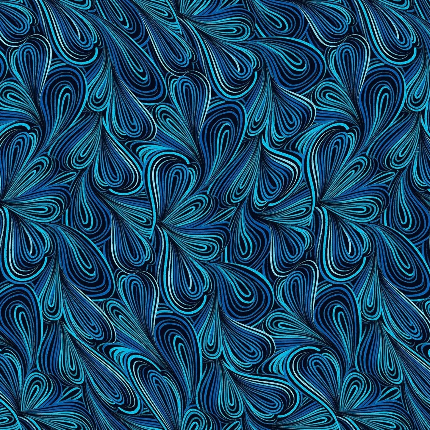Blue Multi Color Flow Cotton Wideback Fabric per yard