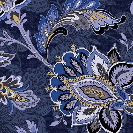 Blue Navy Footstool Cotton Wideback Fabric per yard