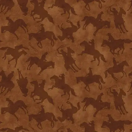 Brown Saddle Cowboys Yellowstone Cotton Wideback Fabric per yard