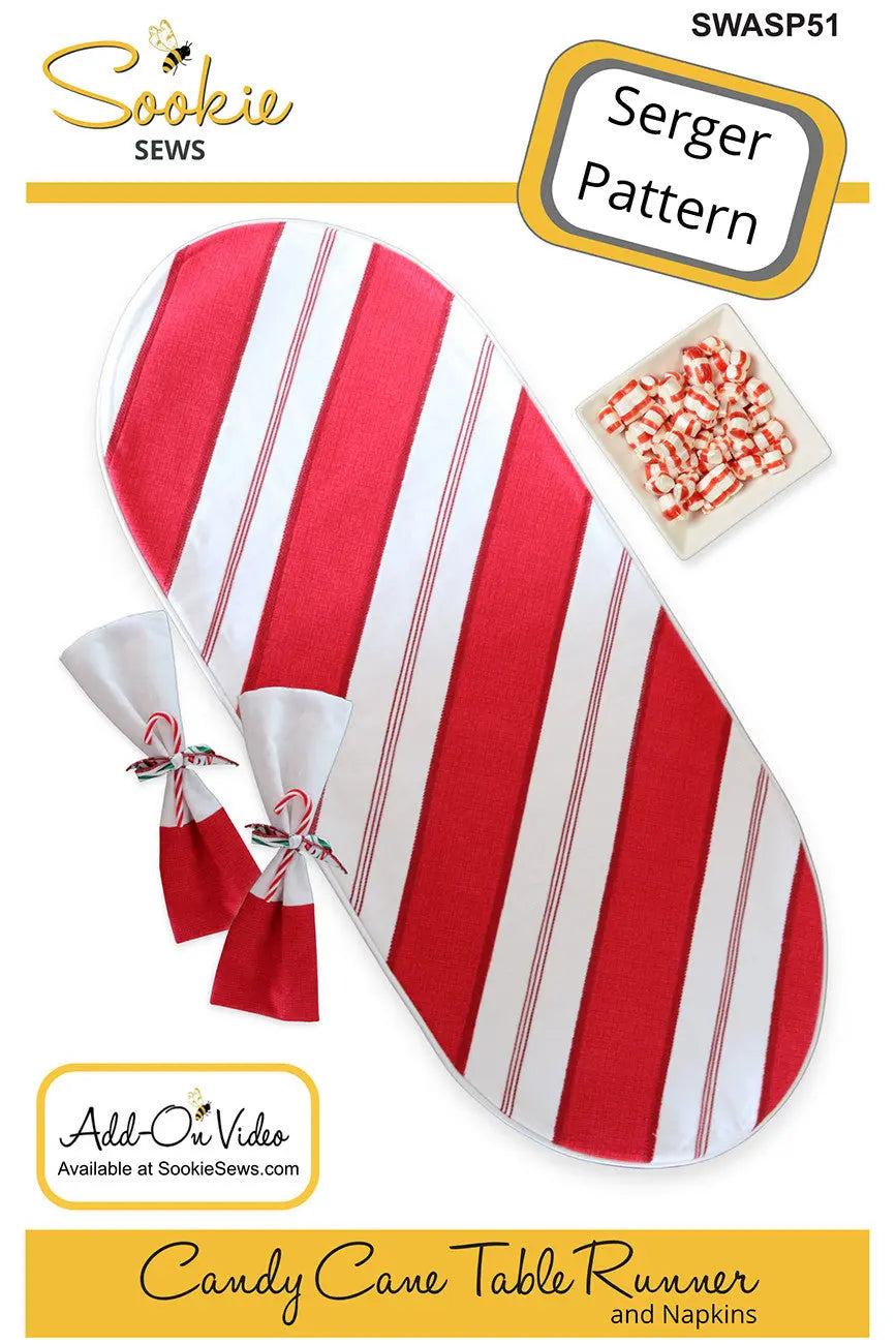 Candy Cane Table Runner & Napkins Serger Pattern