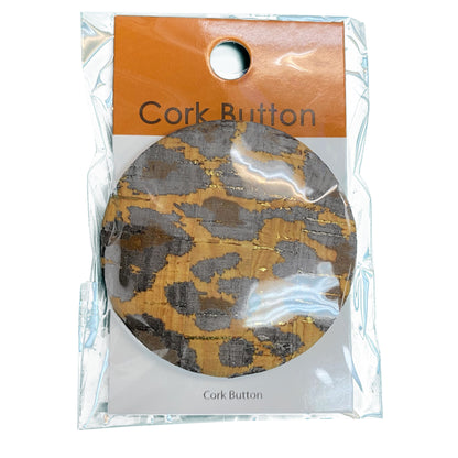 Cork Button (Leopard Print) - 2 Inch Large - BCB-1015L (1pc x 3 Cards Per Order)