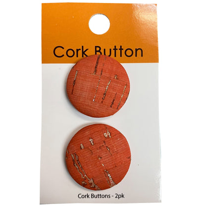 Cork Button (Red) - 1 Inch Small - BCB-98-22S (2pcs x 3 Cards Per Order)